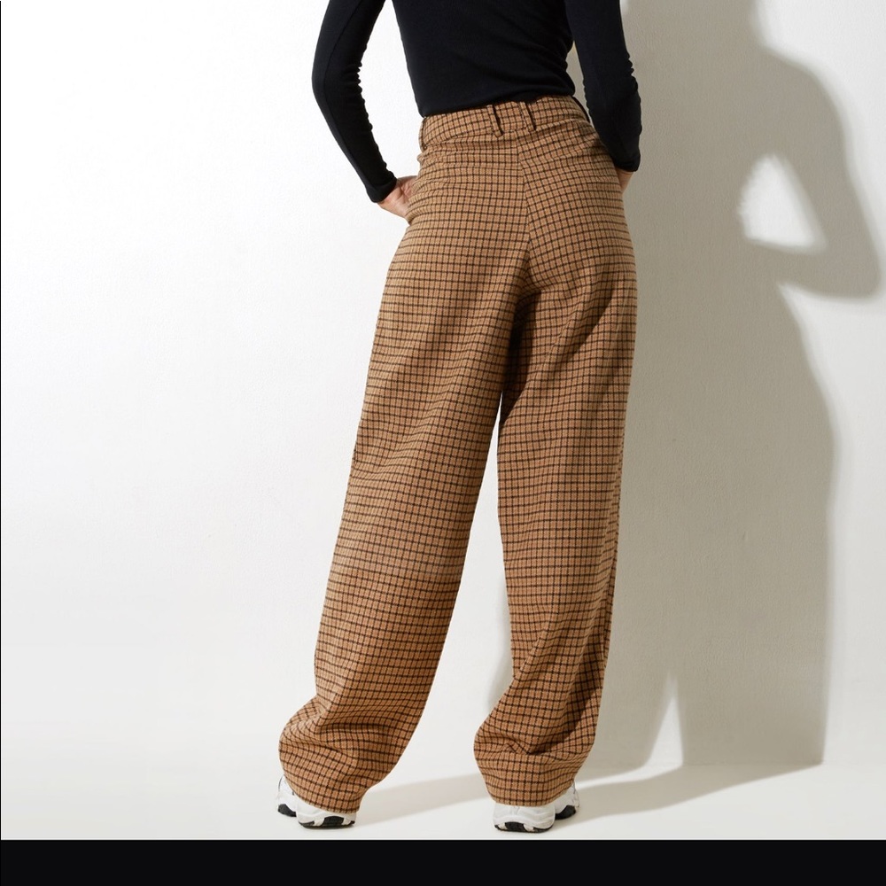 Motel Rocks Sakila Trouser Plaid in Wool Brown size Small